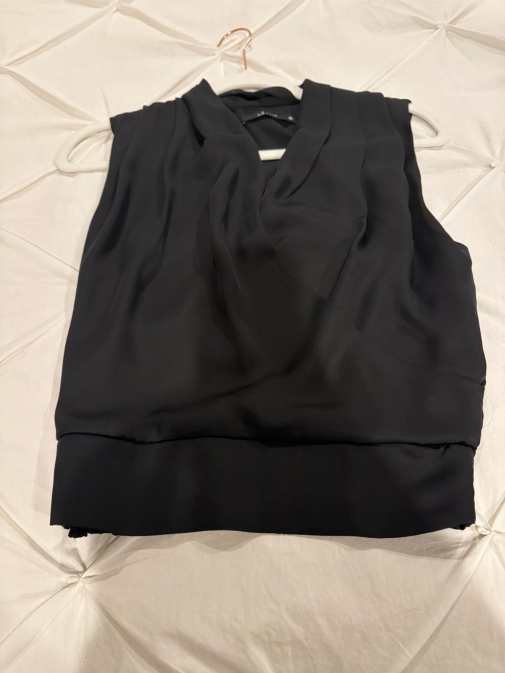 Sleeveless Black Satin V-Neck Blouse - Classic Women’s Top